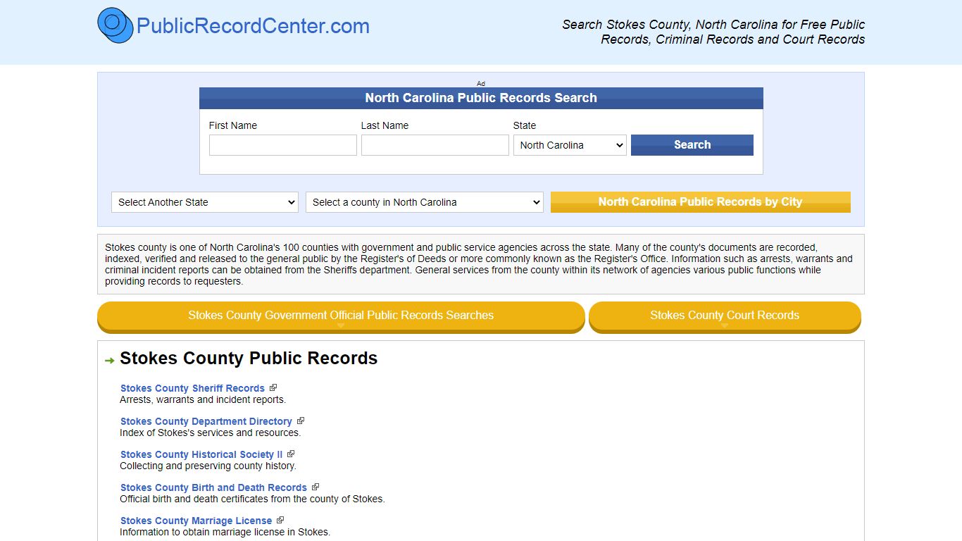 Stokes County North Carolina Free Public Records - Court Records ...